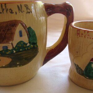 Arthurette, New Brunswick, N.B. Souvenir Creamer and Sugar Bowl, Manor Ware E111